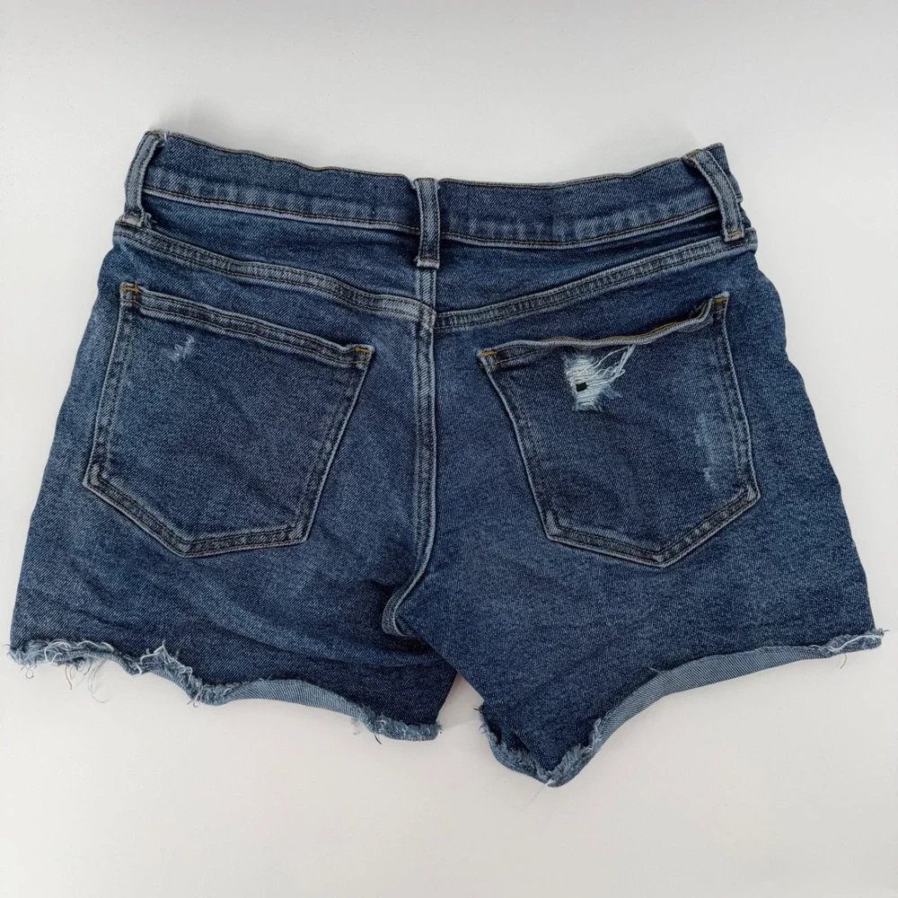 Gap Denim Shorts Womens 26 Blue 1969 Distressed Raw Hem‎ High Rise Jean Cutoffs